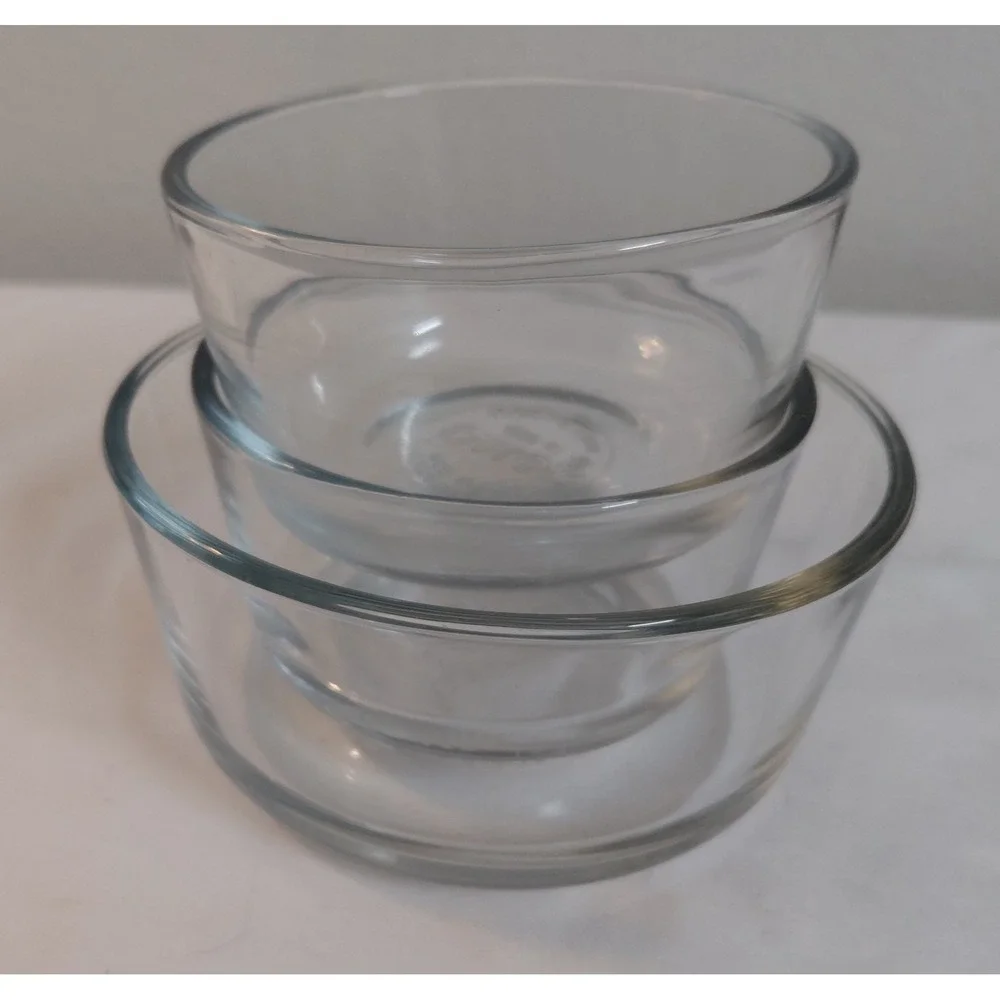 Vintage Pyrex Clear Glass Storage Dishes Round Lot of 3 Cups 7200 7201 USA